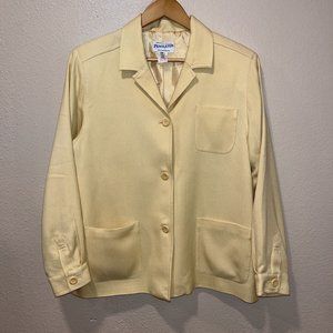 VTG Pendleton Silk Wool Blend Blazer Jacket 14 Yellow Lined Button Up Pockets